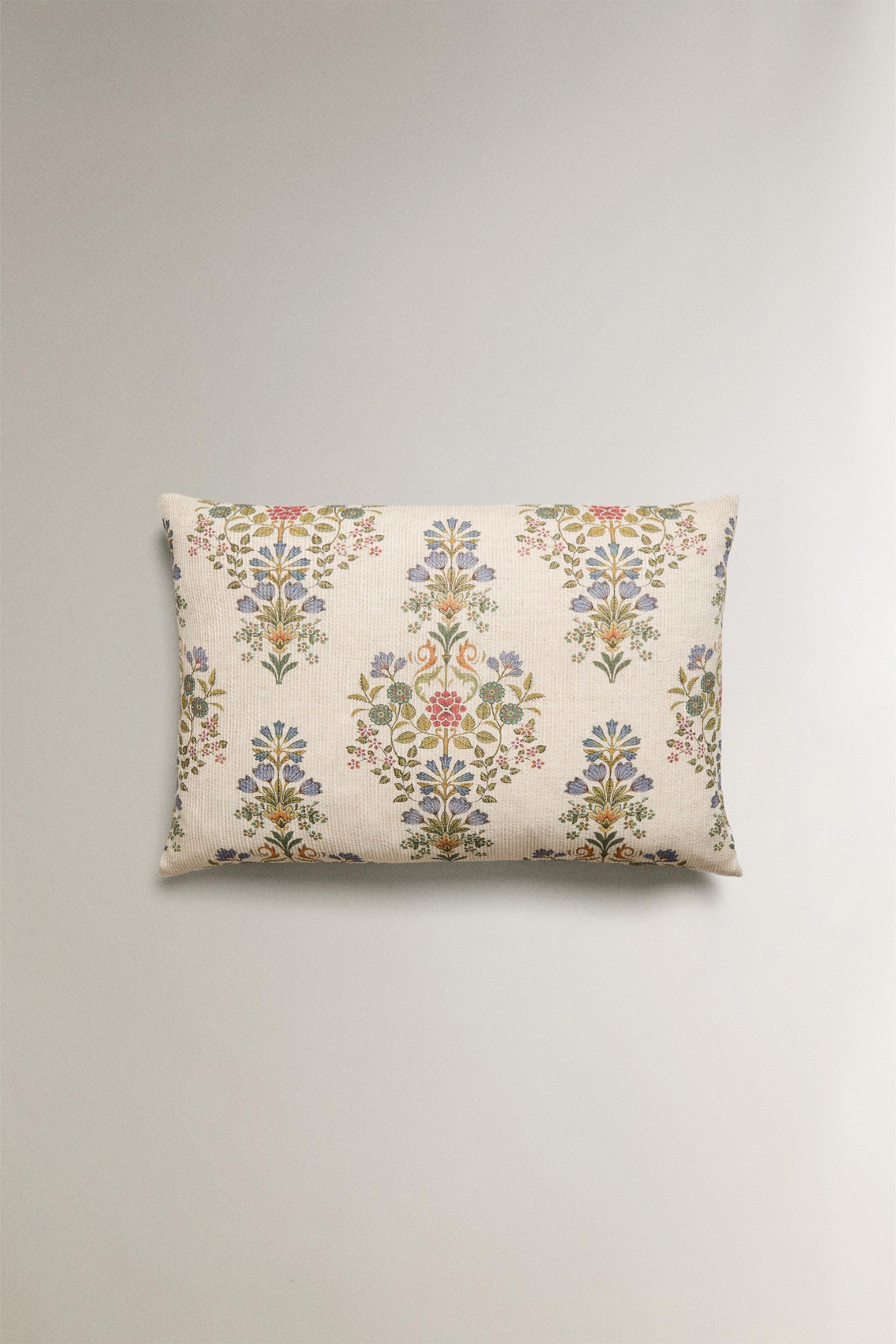 FLORAL COTTON THROW PILLOW COVER
